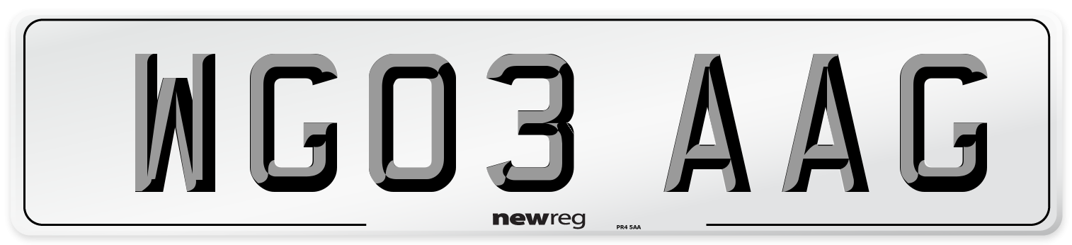 WG03 AAG Number Plate from New Reg